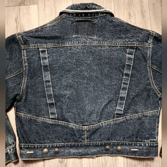 Vintage 90's Lawman Rhinestones Cropped Denim Jean Jacket Size M - Picture 4 of 8